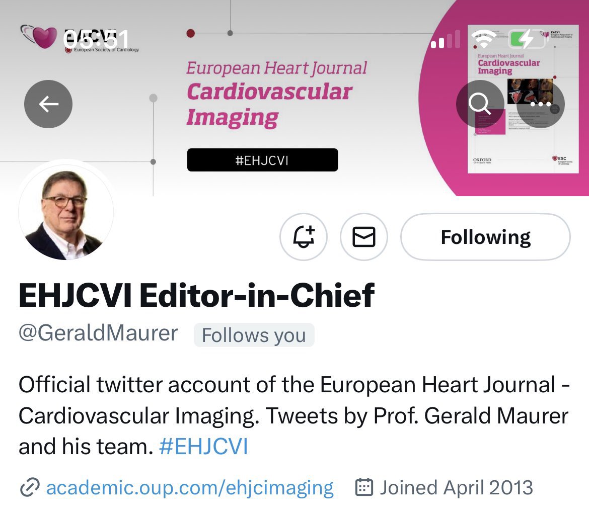 The @ESC_Journals – Cardiovascular Imaging is seeking a new Editor-in-Chief. If you are a #CVimaging expert, with wide experience as an author, reviewer, editor/associate editor & an #EACVI Fellow, please apply by 29 Feb. @GeraldMaurer @EHJIMPEiC bit.ly/3Nx1MHu