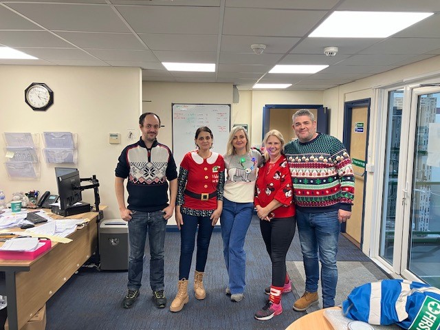 Good Morning! Our Mildenhall team have been getting into the Festive Spirit and raising money for Save the Children UK at the same time! Well done team! From the left, Tiago, Ana, Jola, Paula and Darrell. Looking good guys!