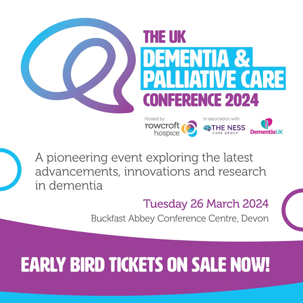 Tickets are now available to purchase for the UK Dementia & Palliative Care Conference on Tuesday March 26 2024 🎟️ Early bird tickets are available for £149 + VAT until the end of Jan & the full agenda can be viewed on our Eventbrite page: ow.ly/6jkA50Qk9aF.