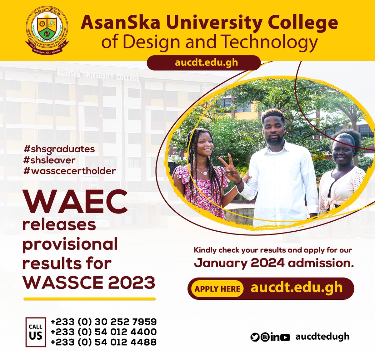 WAEC releases provisional results. Kindly check your results and use it to apply for our January 2024 admissions. 
#asanska #2024Admissions #Waecresult #WASSCE #TertiaryEducation