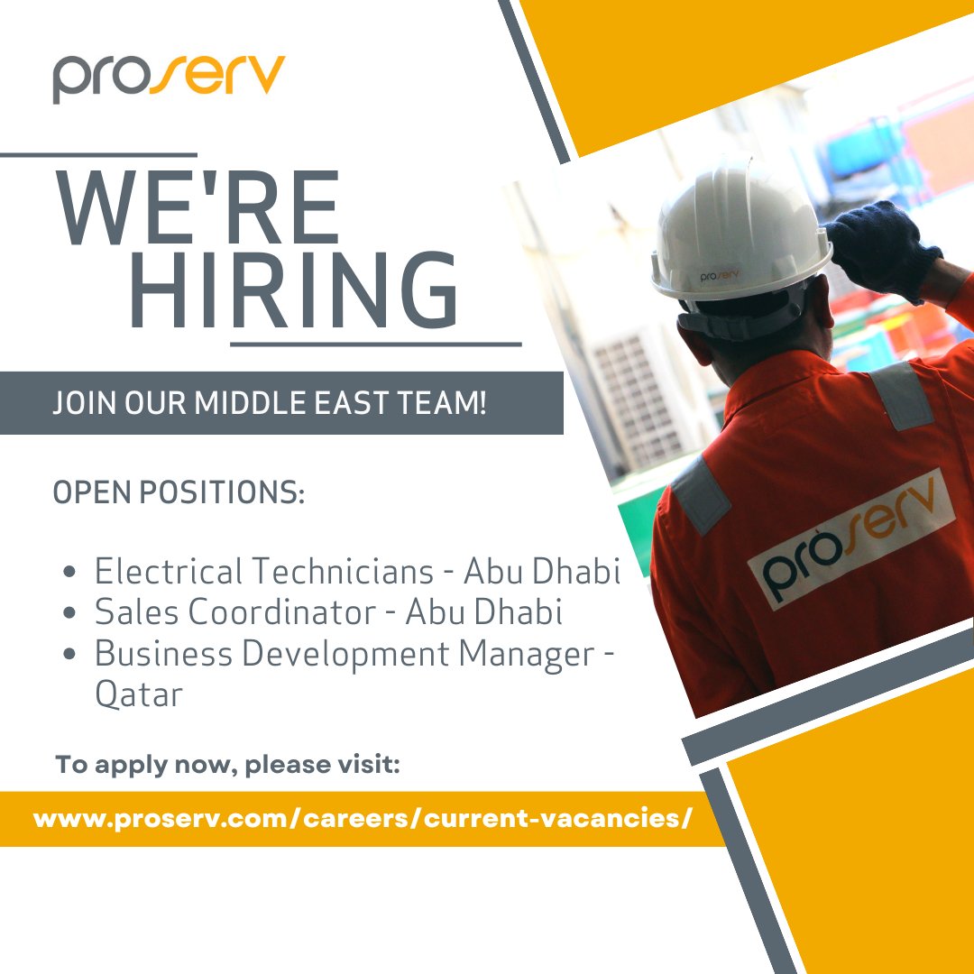Ready to move into a promising career? Check out our latest opportunities and join our Middle East team. Please visit our website and apply now:

proserv.com/careers/curren…