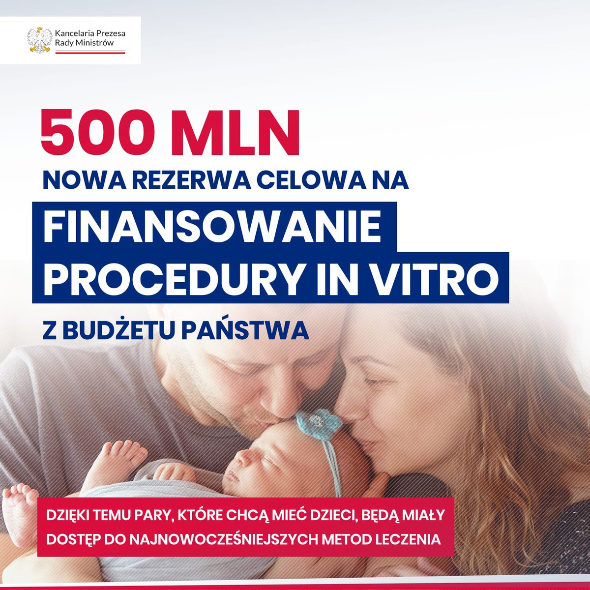 🧒 Ustawa budżetowa na 2024 r. zakłada finansowanie procedury in vitro - 500 mln zł ⤵️ Więcej ➡️ gov.pl/web/premier/ra…
