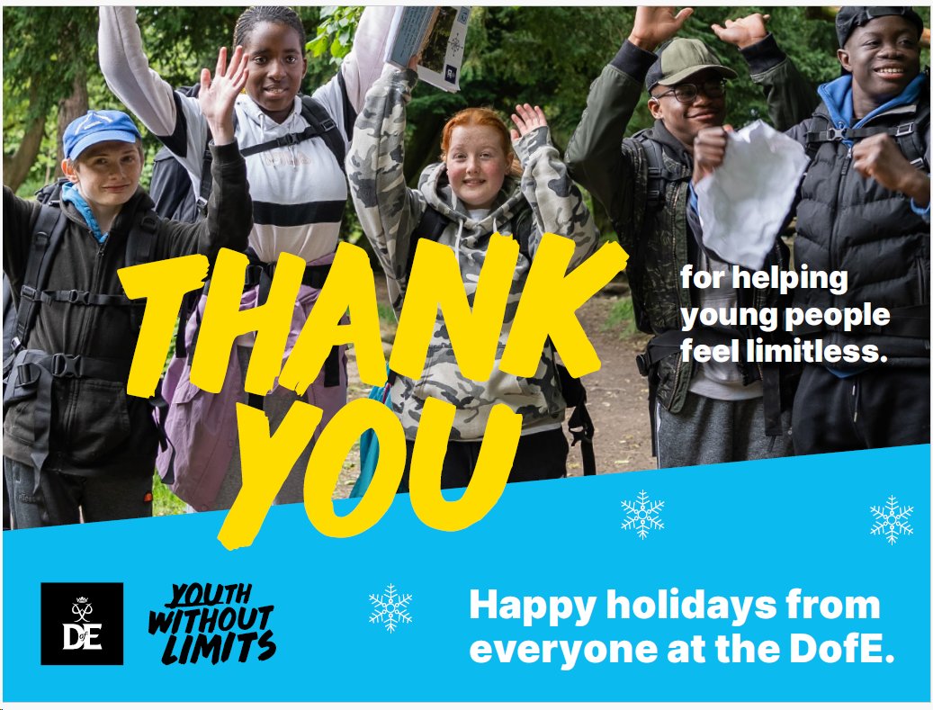 Happy holidays to all and thanks to all those that have worked so hard in 2023 🌟@DofE #youthwithoutlimits #DofENorfolk
