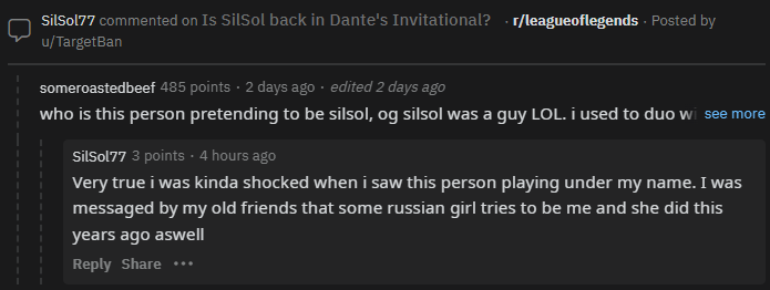 holy shit the real SilSol came back from a 5 year social media hiatus to reply to this reddit thread lmao