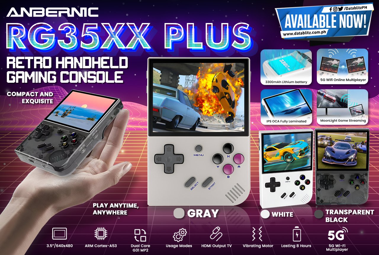 DataBlitz - REDISCOVER GAMING NOSTALGIA! Anbernic RG35XX Retro Handheld  Gaming Console (Transparent White, Gray, Transparent Purple) will be  available today at DataBlitz branches and E-commerce Store! Step into a  world of nostalgic