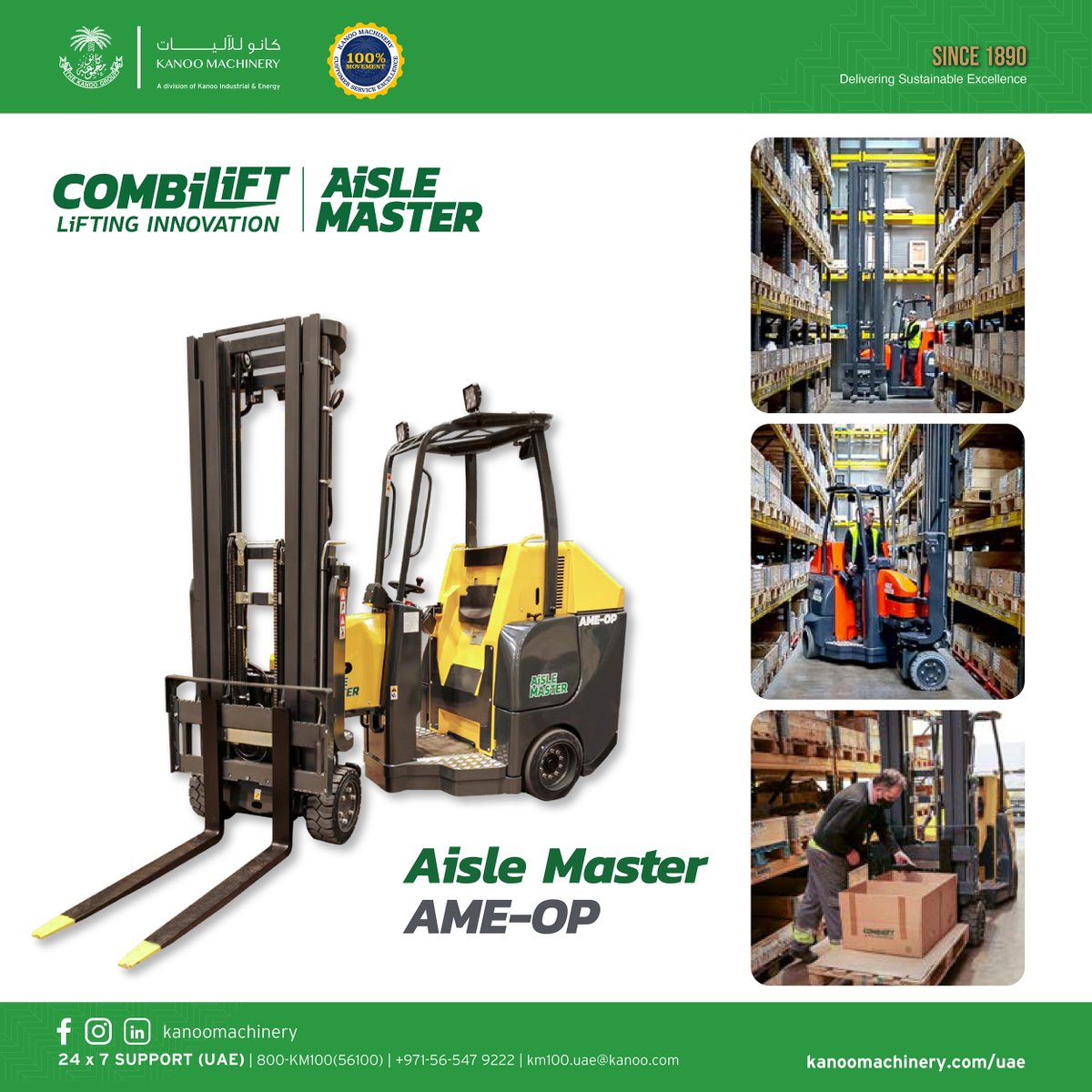 KanooGroup_UAE's tweet image. The Combilift #AisleMaster - #OrderPicker is the perfect articulated forklift for order picking in narrow aisles and is designed for operator comfort with ease of access on both sides.

Features Include:  tinyurl.com/4nnudz43

#Combilift #LiftingInnovation #AisleMasterOP