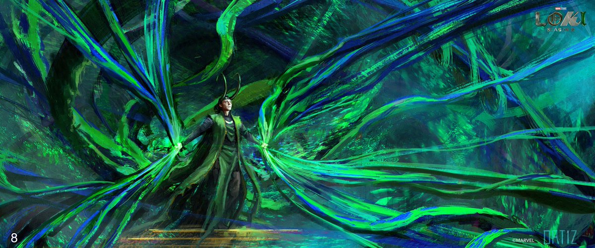 More #LokiSeason2 art! Spoilers BEWARE! 

.

.

.

You were warned! 
Here's an unused version of the end sequence where #Loki saves literally all of MCU.  I thought it would be cool if the timelines had crazy colors and a weird more organic texture! Had a BLAST making these!