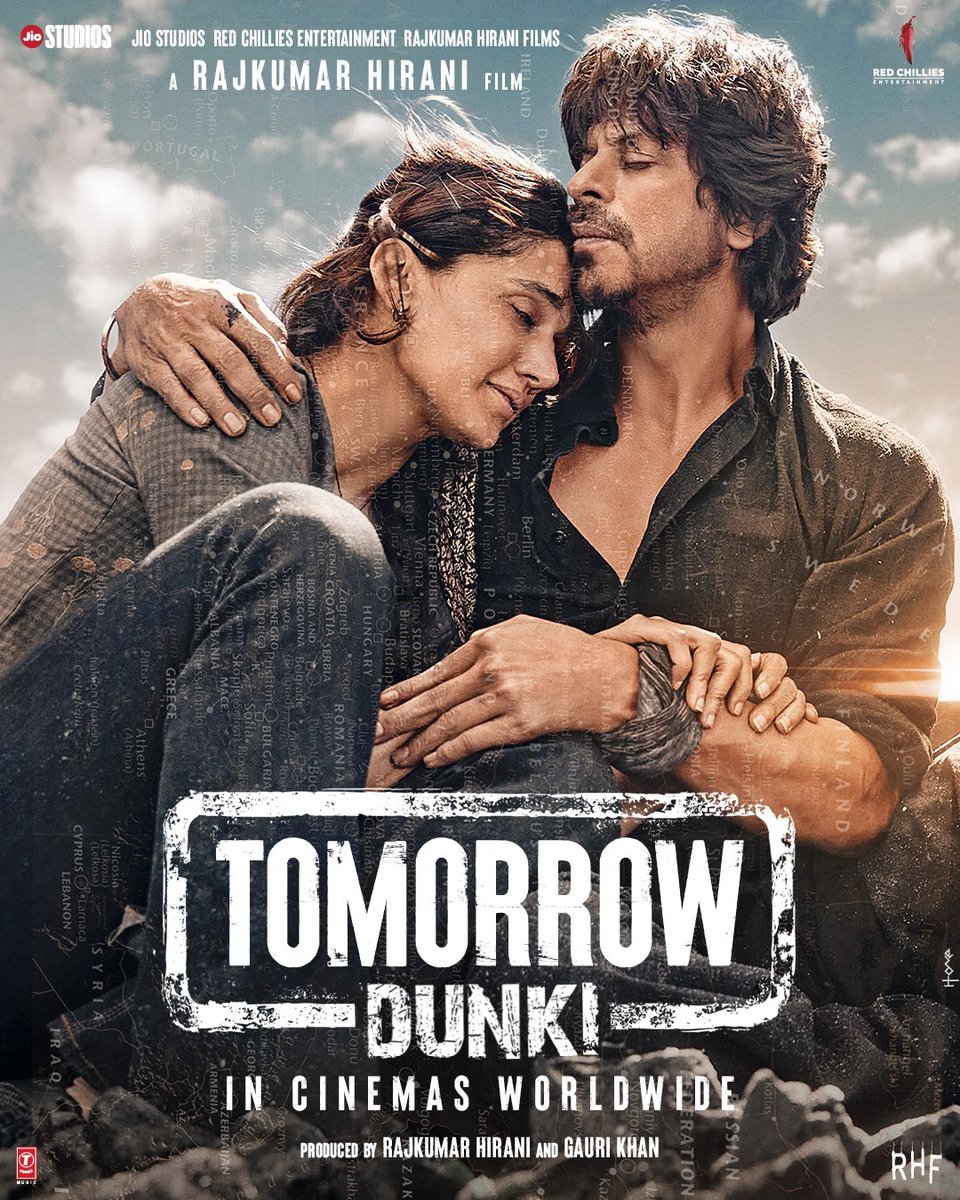 Beyond distances.. Beyond boundaries… Beyond love.. #Dunki! In Cinemas Tomorrow! Book your tickets now! linktr.ee/Dunki_AdvanceB… #Dunki releasing worldwide in cinemas on Thursday, 21st December, 2023.