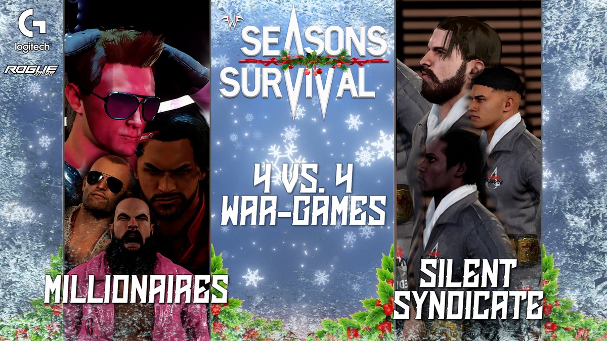 FWFStrong's tweet photo. The Men's War Games match will see @RealestKM / @Thadune1 @AllEliteKyle and @GaminMadness97 (The Millionaires) take on the Silent Syndicate @Fangy_Playz @Edwin70840046 &amp; @fwflittleT with an unknown 4th team member still to be decided. https://t.co/gKZmQbPAQH