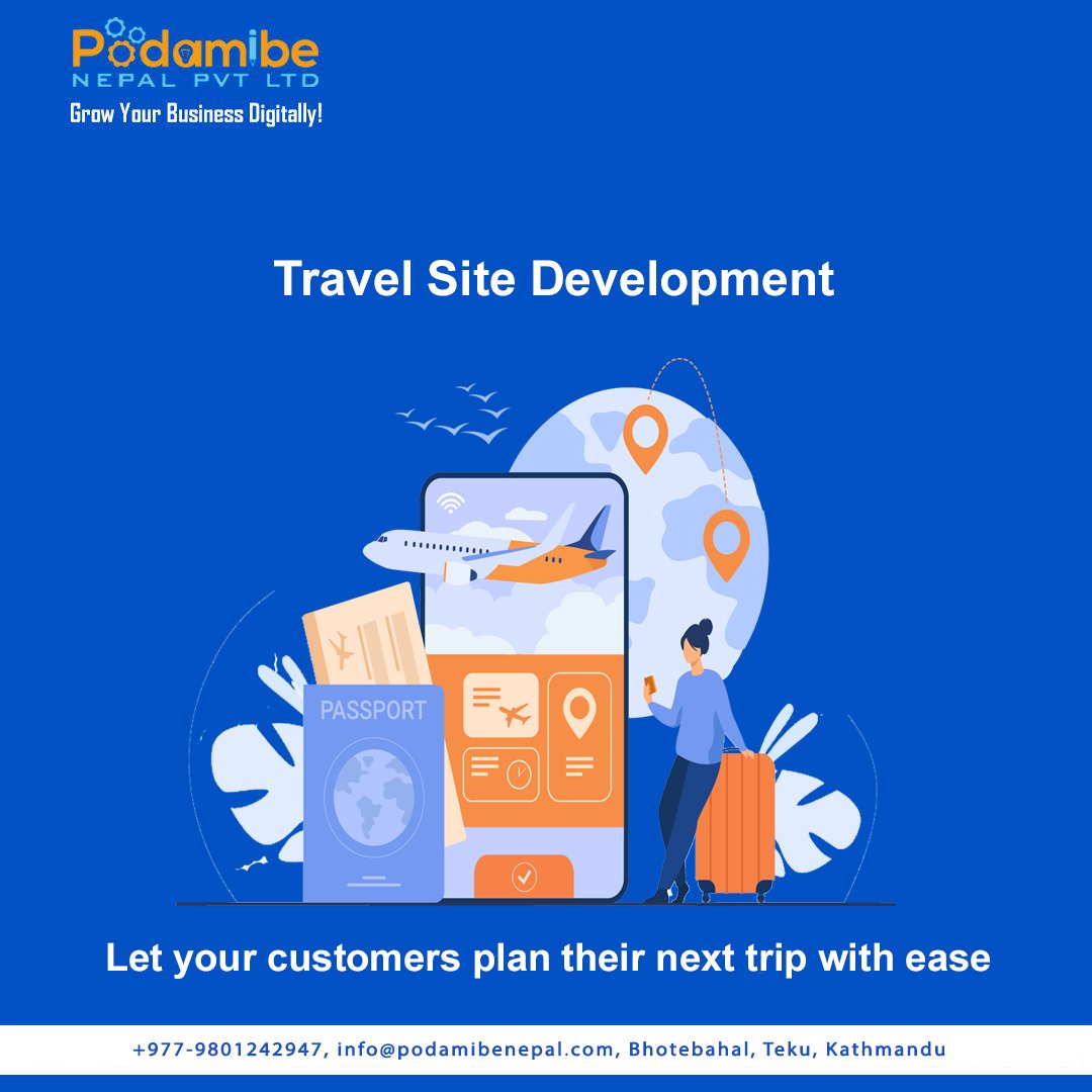 Travel Site Development
Let your customers plan their next trip with ease

#podamibenepal #travelmanagementsystem #websitedevelopment #webapplication #softwaredevelopment #itsolutions #databasemanagement #ecommercesolution #mobileappdevelopment