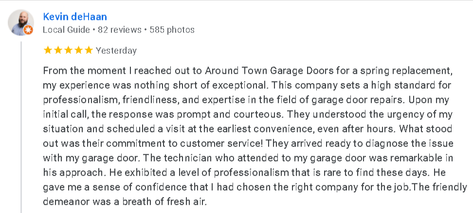 AroundTownDoors's tweet photo. Thanks Kevin for your 5 star review this week!  

Aroundtown Garage Doors Ltd.
Call anytime for same day service!   
604-259-2534 https://t.co/4DzIIIgoJp