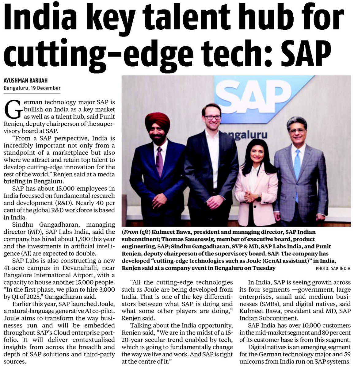 SAP LABS INDIA (@saplabsindia) on Twitter photo .<a href="/PunitRenjen/">Punit Renjen</a>, Deputy Chairperson, SAP Supervisory Board & <a href="/thsaueressig/">Thomas Saueressig</a>, Member of the Executive Board for SAP Product Engineering, underscore #India's role as a key #talent hub for cutting edge #tech innovations for <a href="/SAP/">SAP</a> customers worldwide. <a href="/bsindia/">Business Standard</a>
shorturl.at/uyzBI .<a href="/PunitRenjen/">Punit Renjen</a>, Deputy Chairperson, SAP Supervisory Board & <a href="/thsaueressig/">Thomas Saueressig</a>, Member of the Executive Board for SAP Product Engineering, underscore #India's role as a key #talent hub for cutting edge #tech innovations for <a href="/SAP/">SAP</a> customers worldwide. <a href="/bsindia/">Business Standard</a>
shorturl.at/uyzBI