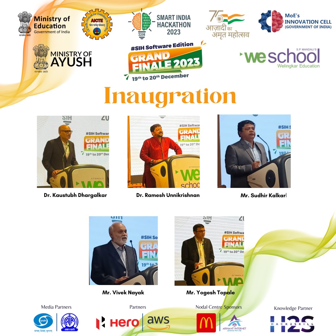welingkarinst's tweet image. Excited to welcome Dr. Kaustubh Dhargalkar, Dr. Ramesh Unnikrishnan, Mr. Sudhir Kalkar, Mr. Vivek Nayak, and Mr. Yogesh Topale on an innovative journey at Welingkar Institute! 
.
.
.
#SIH2023 #InnovationLeadership #EducationAndTech #JuryEvaluation #SmartIndiaHackathon