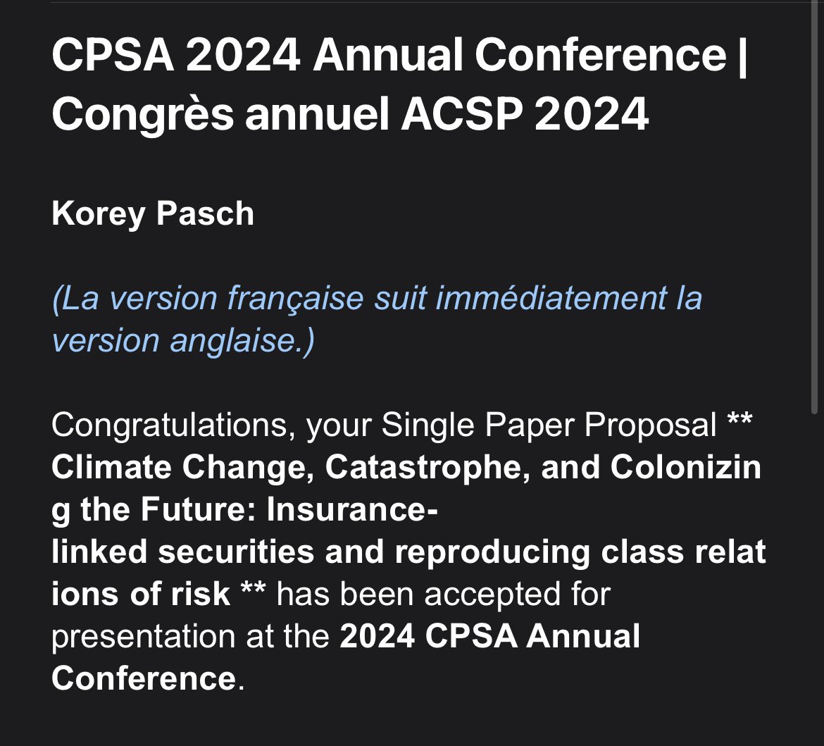 Very excited to have a paper accepted to the Canadian Political Science Association’s Annual Conference in 2024! A lovely way to end the year! Always honoured to have my work considered and included! 🙏🏻🙌🏻🎉#CPSA_ACSP24