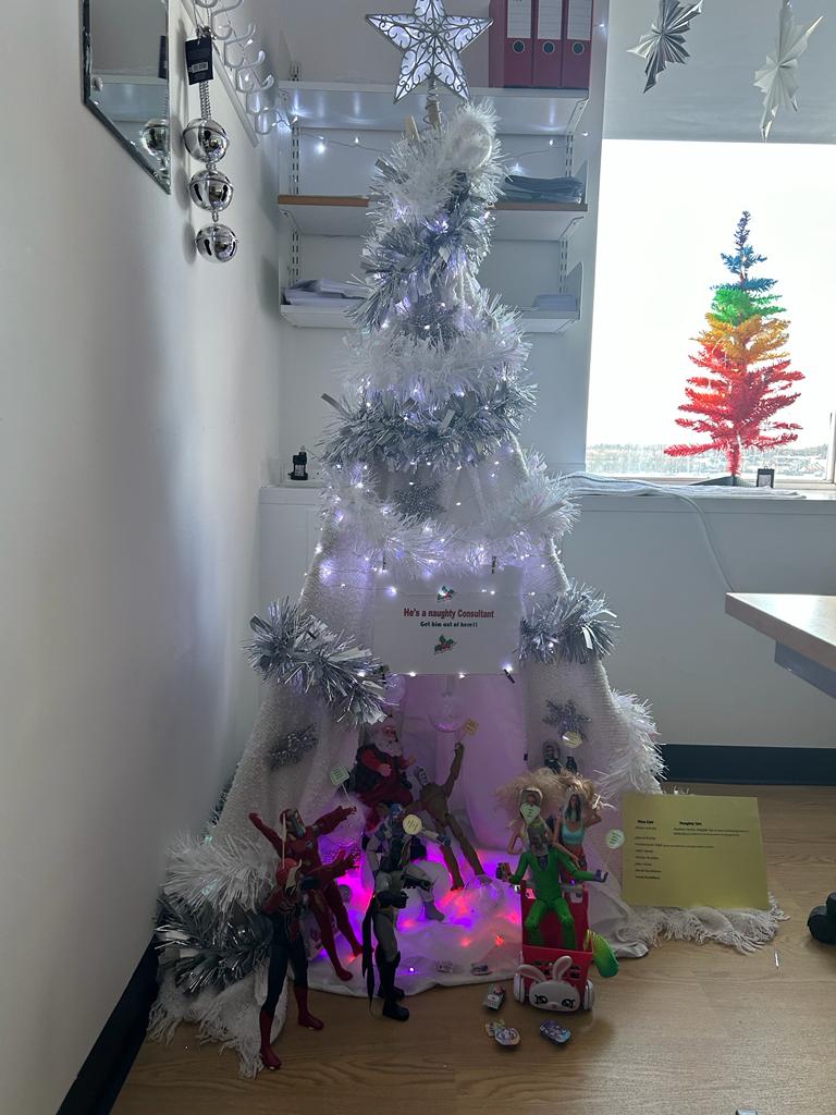 Congratulations to the ortho secretaries  2023 winners of the IRH best dressed Xmas tree, a brilliant "tree-pee" capturing our superhero consultant group,  some great festive fun, merry Xmas all #teamirh <a href="/NHSGGC/">NHS Greater Glasgow and Clyde</a> <a href="/LornaLoudon/">Lorna Loudon</a>