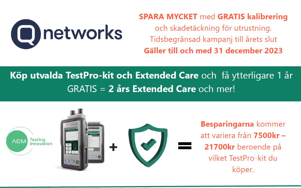 Qnetworksnordic's tweet image. Passa på att investera i ett nytt test-kit från @AEM - Precision Cable Test hos oss på @Qnetworks.
Just nu bjuder vi på ett extra år support avtal. Läs mer här: zurl.co/e0SR 
👉Hör av dig för demo👈

#cabletester #CAT6A #OTDR #SPE #fiberoptics #vikanmätning