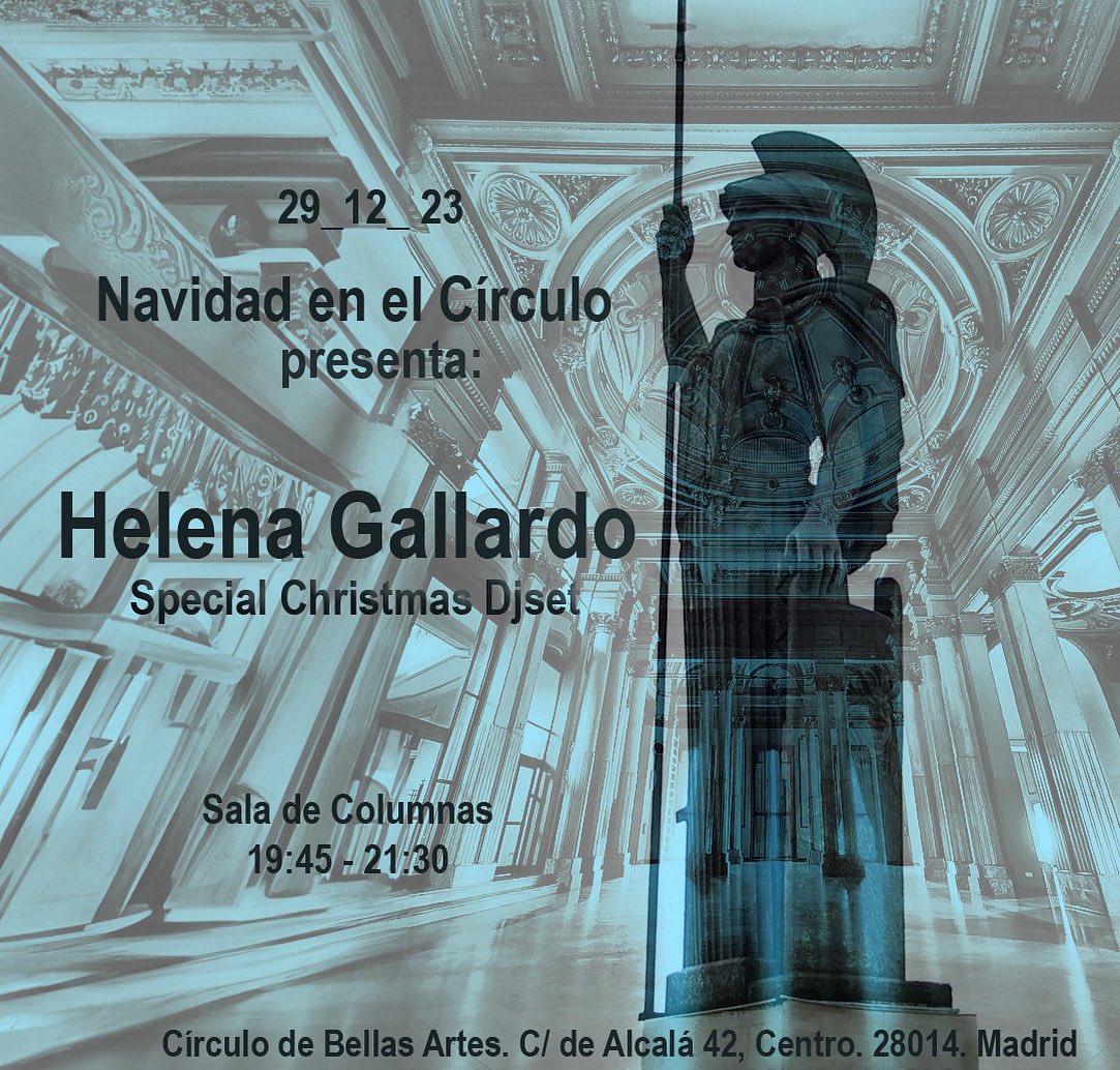 Helena Gallardo (@helenagallardo) on Twitter photo Y nada mejor que acabar el año compartiendo música y bailes con todes dentro de la programación Navidades en el <a href="/cbamadrid/">Círculo de Bellas Artes - Casa Europa</a> . El día 29 por la tarde noche, saldré una vez más de mi zona de comfort musical con una sesión apta para todos los oídos.
See you there 🖤 Y nada mejor que acabar el año compartiendo música y bailes con todes dentro de la programación Navidades en el <a href="/cbamadrid/">Círculo de Bellas Artes - Casa Europa</a> . El día 29 por la tarde noche, saldré una vez más de mi zona de comfort musical con una sesión apta para todos los oídos.
See you there 🖤