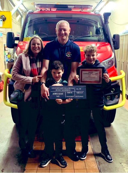 This evening we said farewell to our friend & great Firefighter, Jamie Gear after 19 years and 10 months of serving at #MarketBosworth
What incredible commitment and dedication  to our community and the counties of Leicestershire and Rutland #LFRSOnCall 🤝 📟