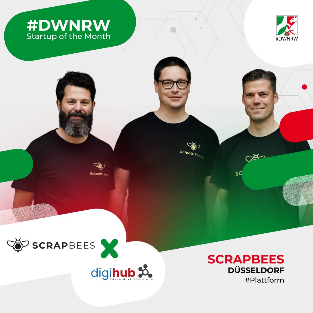 ruhrHUB (@ruhrhub) on Twitter photo Das #DWNRW startup of the month im Dezember kommt aus dem <a href="/digihub_de/">digihub_de</a> #Düsseldorf: ScrapBees revolutioniert das Altmetall-Recycling, um den Weg zu "Grünem Stahl" zu ebnen.
🔗schrottbienen.de Das #DWNRW startup of the month im Dezember kommt aus dem <a href="/digihub_de/">digihub_de</a> #Düsseldorf: ScrapBees revolutioniert das Altmetall-Recycling, um den Weg zu "Grünem Stahl" zu ebnen.
🔗schrottbienen.de