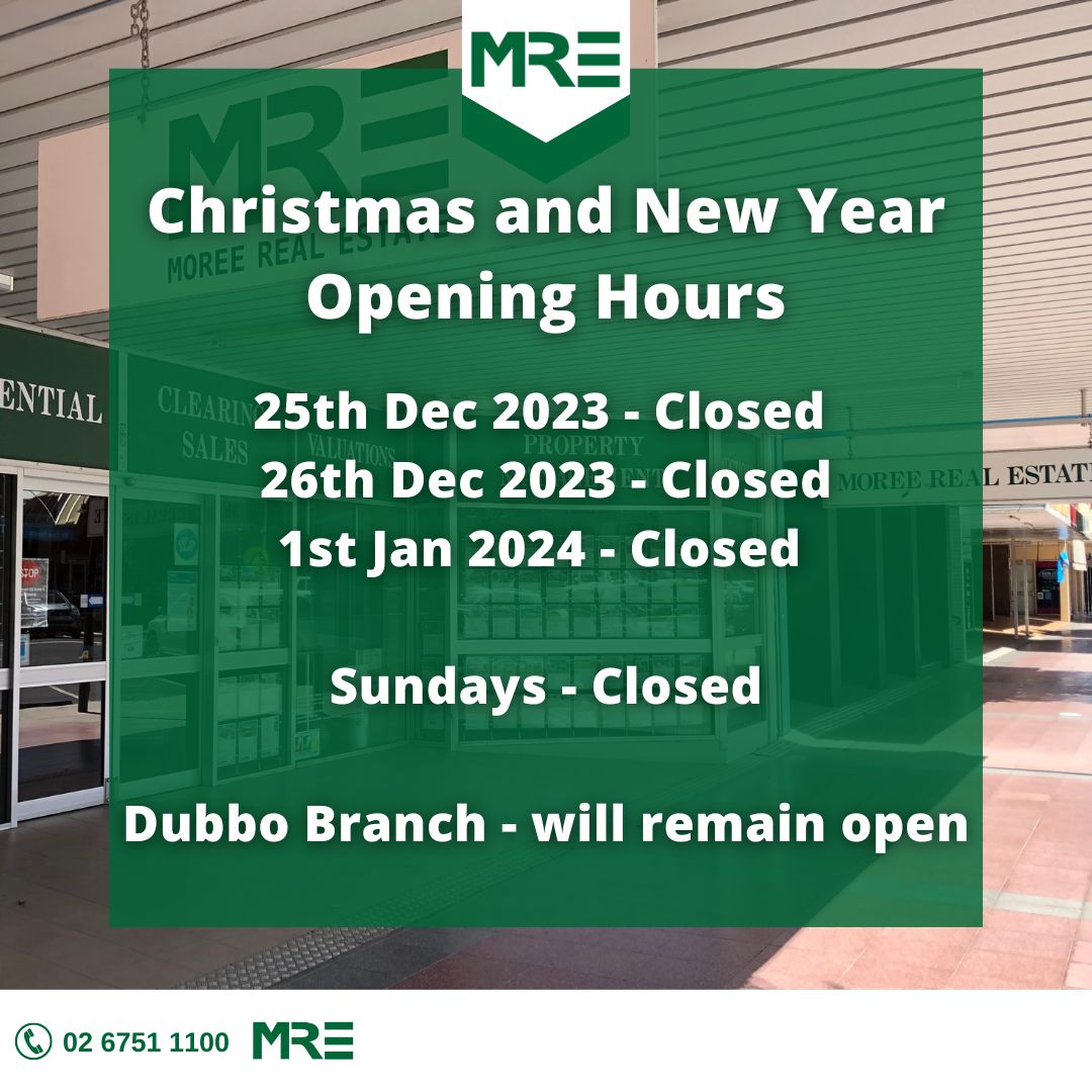 With the #Christmas and the #NewYear right around the corner our office will be closing briefly for some well deserved time off to rest and recharge for 2024! 🎄🎅Check out our opening hours! 👇 #moreerealestate #reallocalsestateagency #NSW #aussiefarmers #aussieag