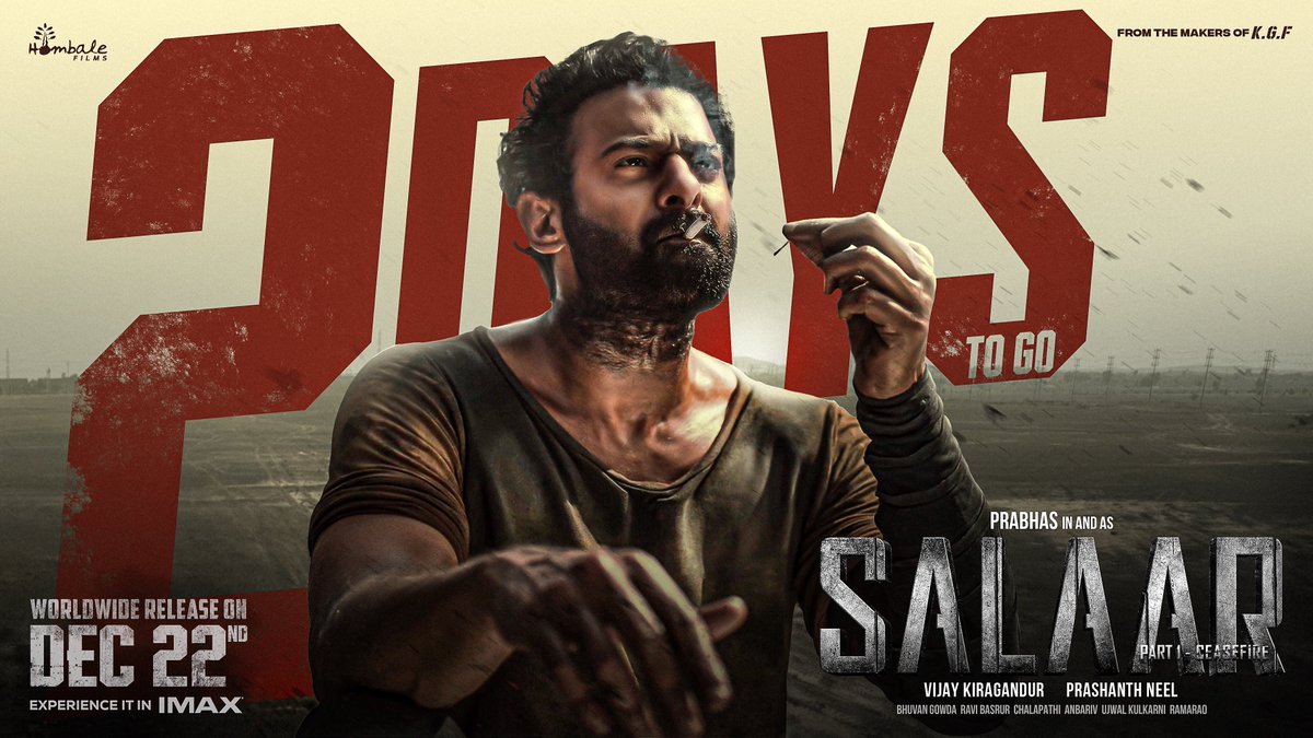 Hombale Films (@hombalefilms) on Twitter photo 2 DAYS TO GO 💥
#Salaar is all set to take you on an action-packed ride! 👊
Book your tickets now 🎟️ linktr.ee/Salaar_Tickets
#SalaarCeaseFire #Prabhas #PrashanthNeel <a href="/PrithviOfficial/">Prithviraj Sukumaran</a> <a href="/shrutihaasan/">shruti haasan</a> <a href="/VKiragandur/">Vijay Kiragandur</a> <a href="/hombalefilms/">Hombale Films</a> <a href="/IamJagguBhai/">Jaggu Bhai</a> <a href="/sriyareddy/">Sriya Reddy</a> <a href="/bhuvangowda84/">Bhuvan Gowda</a> <a href="/RaviBasrur/">Ravi Basrur</a> 2 DAYS TO GO 💥
#Salaar is all set to take you on an action-packed ride! 👊
Book your tickets now 🎟️ linktr.ee/Salaar_Tickets
#SalaarCeaseFire #Prabhas #PrashanthNeel <a href="/PrithviOfficial/">Prithviraj Sukumaran</a> <a href="/shrutihaasan/">shruti haasan</a> <a href="/VKiragandur/">Vijay Kiragandur</a> <a href="/hombalefilms/">Hombale Films</a> <a href="/IamJagguBhai/">Jaggu Bhai</a> <a href="/sriyareddy/">Sriya Reddy</a> <a href="/bhuvangowda84/">Bhuvan Gowda</a> <a href="/RaviBasrur/">Ravi Basrur</a>
