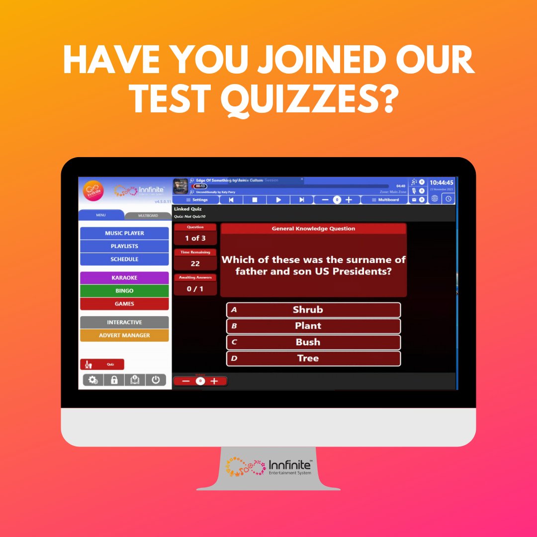 Last chance to take part in our daily test Quizzes! 

If you have changed your mind and you'd like to take part in our National Linked Pub Quiz, you can register here: innstay.co.uk/nationallinked… 

#innfinite #nationallinkedquiz #nlpq #pubs #ukpubquiz #nationalquiz #pubquiz