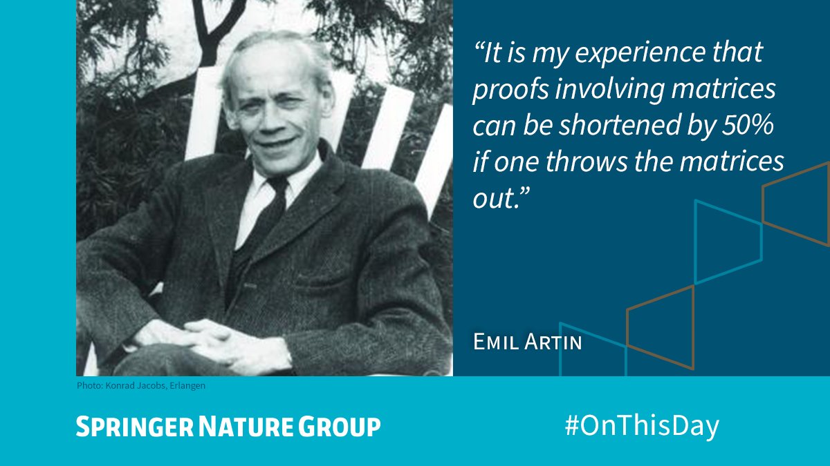 Emil Artin, who died #OnThisDay in 1962, was an mathematician who made fundamental contributions to class field theory, notably the general law of reciprocity.