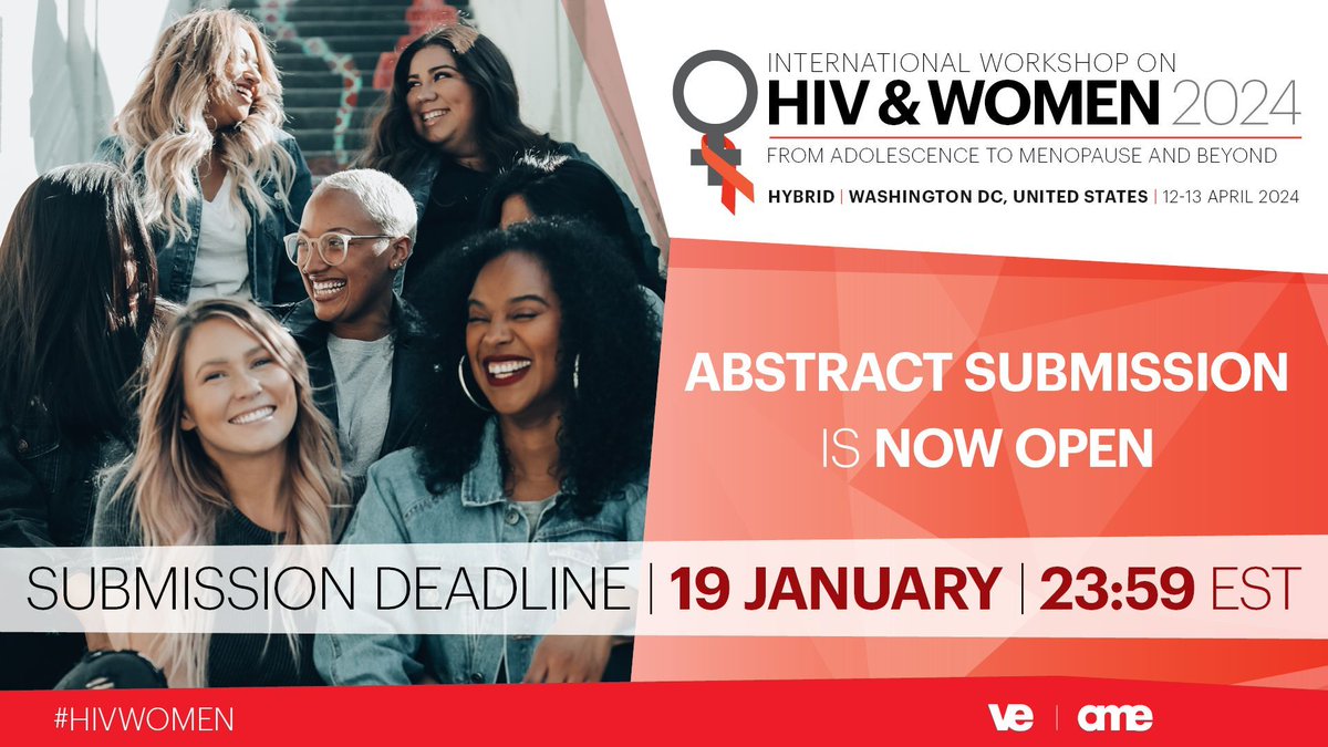 Abstracts are open for HIV & Women 2024 in Washington DC, deadline 19 January. Abstract presenters who are early-career investigators or academia from Resource-Limited Settings will get a 100% discount on the registration fee. #HIVWOMEN @Academic_MedEdu bit.ly/3ZcCByt