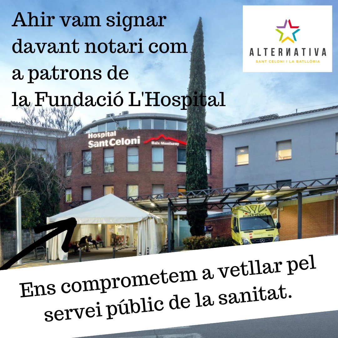 Ahir vam signar davant notari per unir-nos com a patrons a la Fundació L’Hospital, comprometent-nos a vetllar pel #serveipúblic de la #sanitat.
#sanitatpública
#SantCeloni
#BaixMontseny