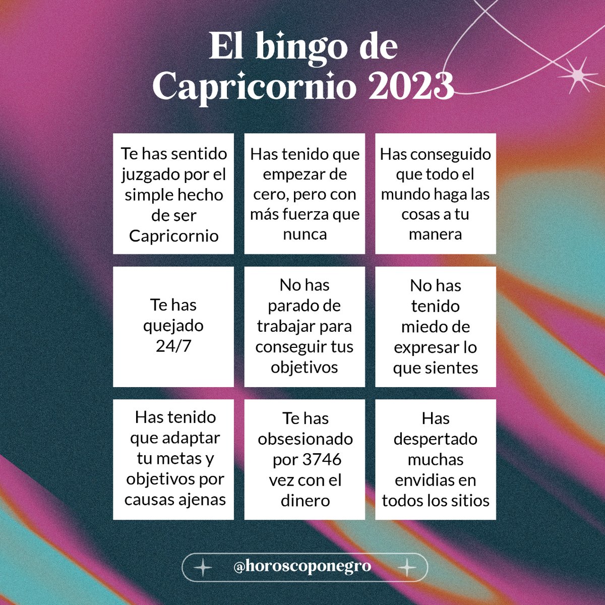 El bingo de Capricornio de 2023 ✨🔮✨
