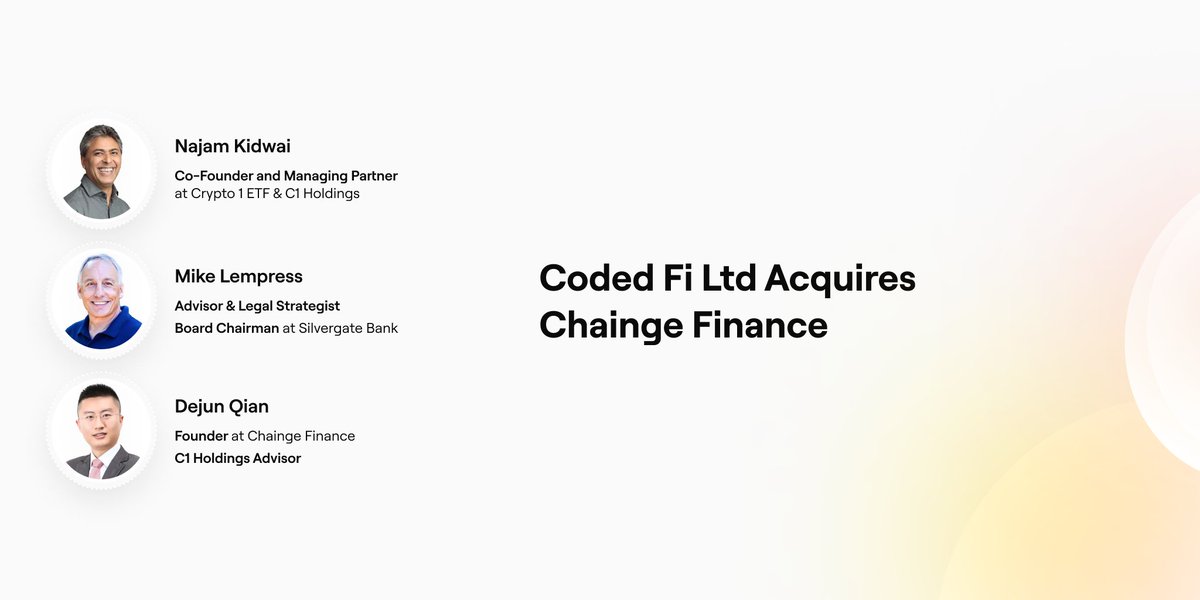 FinanceChainge's tweet image. Chainge Finance has been acquired by Coded Fi, introducing a new leadership team

🚀 This pivotal step fortifies our position in DeFi, signalling an exciting chapter ahead

📃 coinpedia.org/press-release/…

@najkidwai @MikeLempres @djqianfusion