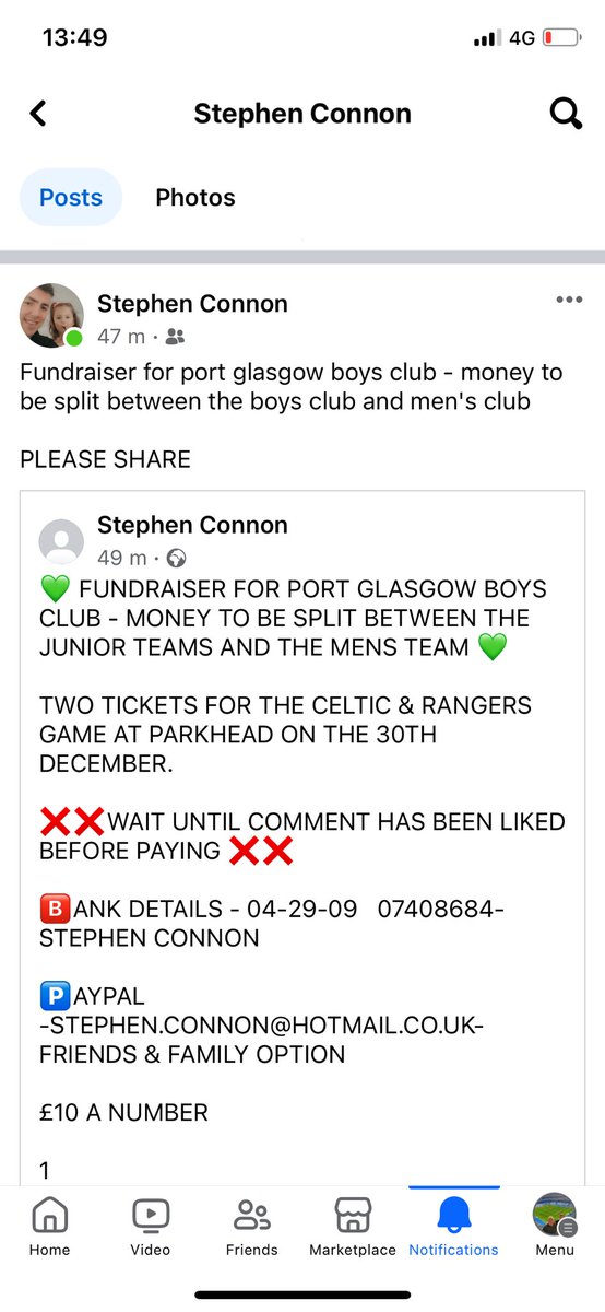 The club have 2 tickets for the Derby on 30th December for raffle. Tickets are £10 and can be bought by contacting the page or any player/management 🙌🏼 also, feel free to find Stephen on Facebook for a shot. 

All shares appreciated &amp; thanks in advance for your support 👌🏻