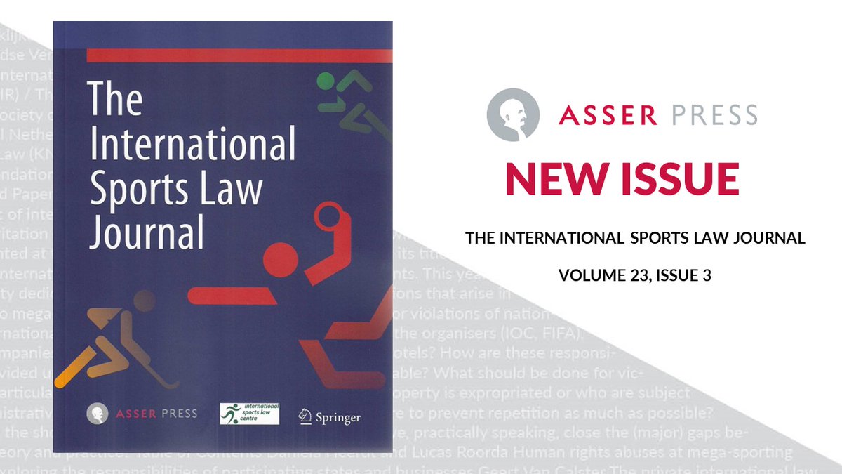 📚 #Newissue of the International #SportsLaw Journal (#ISJL) is out featuring 9 new articles (4 #openaccess) on topics such as #humanrights and #doping. 🔗 Read the new issue here: link.springer.com/journal/40318/… @fbakkerfrank @SpringerLaw @prof_mark_james @MarjolaineViret @Botrek