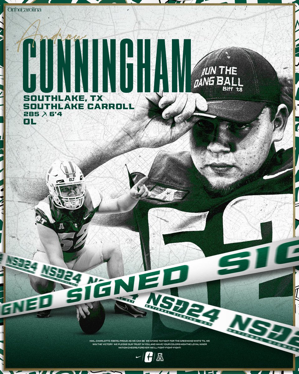 CharlotteFTBL's tweet photo. 🚨Niner Nation🚨
Welcome Drew Cunningham
OL - Southlake Carroll
Southlake, TX

#NSD24⛏️ https://t.co/ksFwkkAtm2