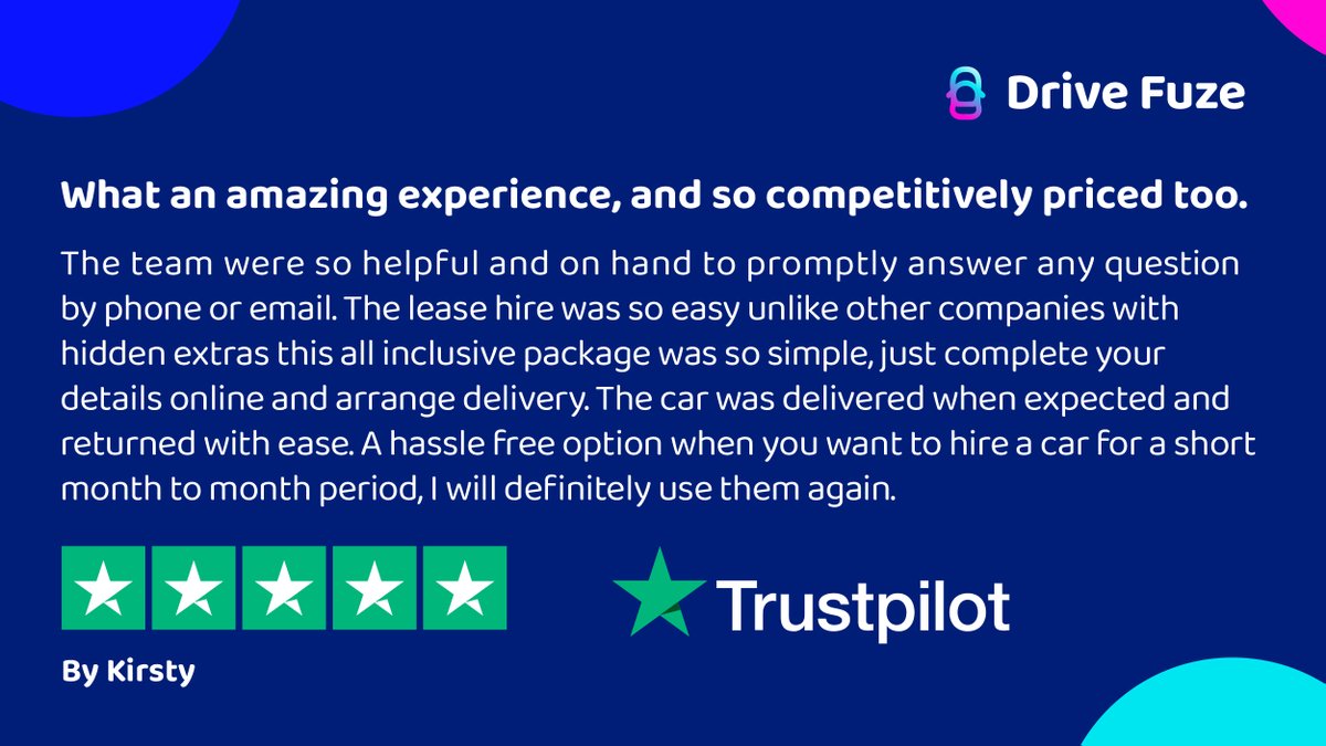 DriveFuze_'s tweet photo. Another five star review for our dedicated customer service team, who are on hand to make sure every question is answered and every car delivered smoothly.

Thank you for spreading the Christmas cheer, Kirsty! ⭐⭐⭐⭐⭐ https://t.co/Rw75GwSn7O