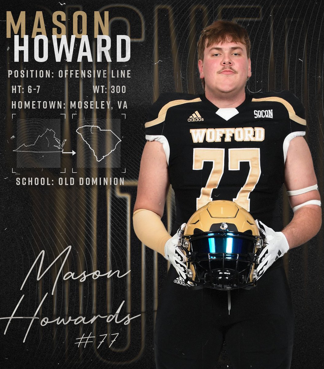 An offensive lineman from Moseley, Virginia, Mason Howard joins the Terriers as a transfer from Old Dominion.