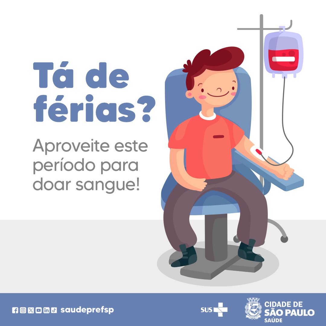 saudeprefsp's tweet image. 🩸 O processo é seguro, dura menos de uma hora, retira no máximo 450ml de sangue e com isso, você pode salvar até quatro vidas.

📎 Confira onde doar e mais informações no nosso site: rb.gy/5e389y

#SUS #SaudePrefSP #DoeSangue