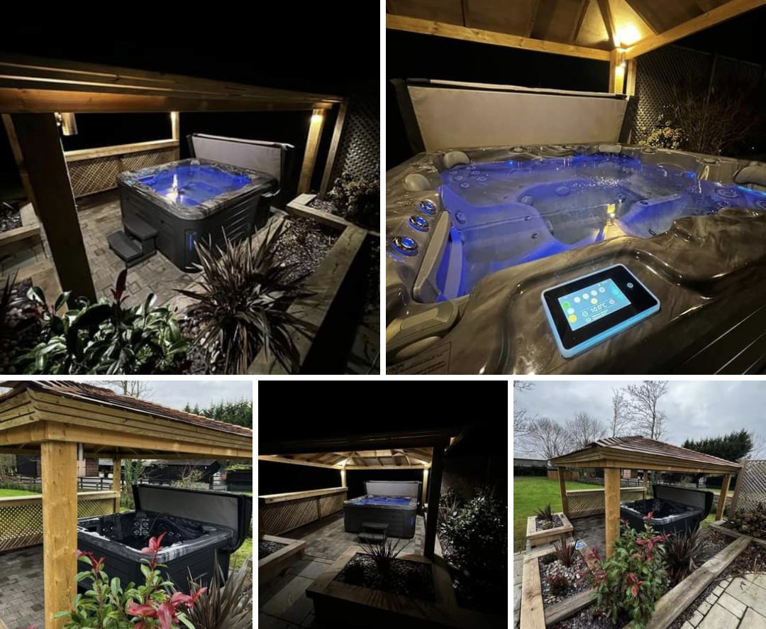 This incredible RX562 Heatwave hot tub we installed last week is great for the winter months. With Bluetooth transducer speakers, eco-award winning insulation and hot air blower system. #hottublife #hottubtime #gardendesign #outdoorliving #metime @OasisSpasUK #gardeninspiration