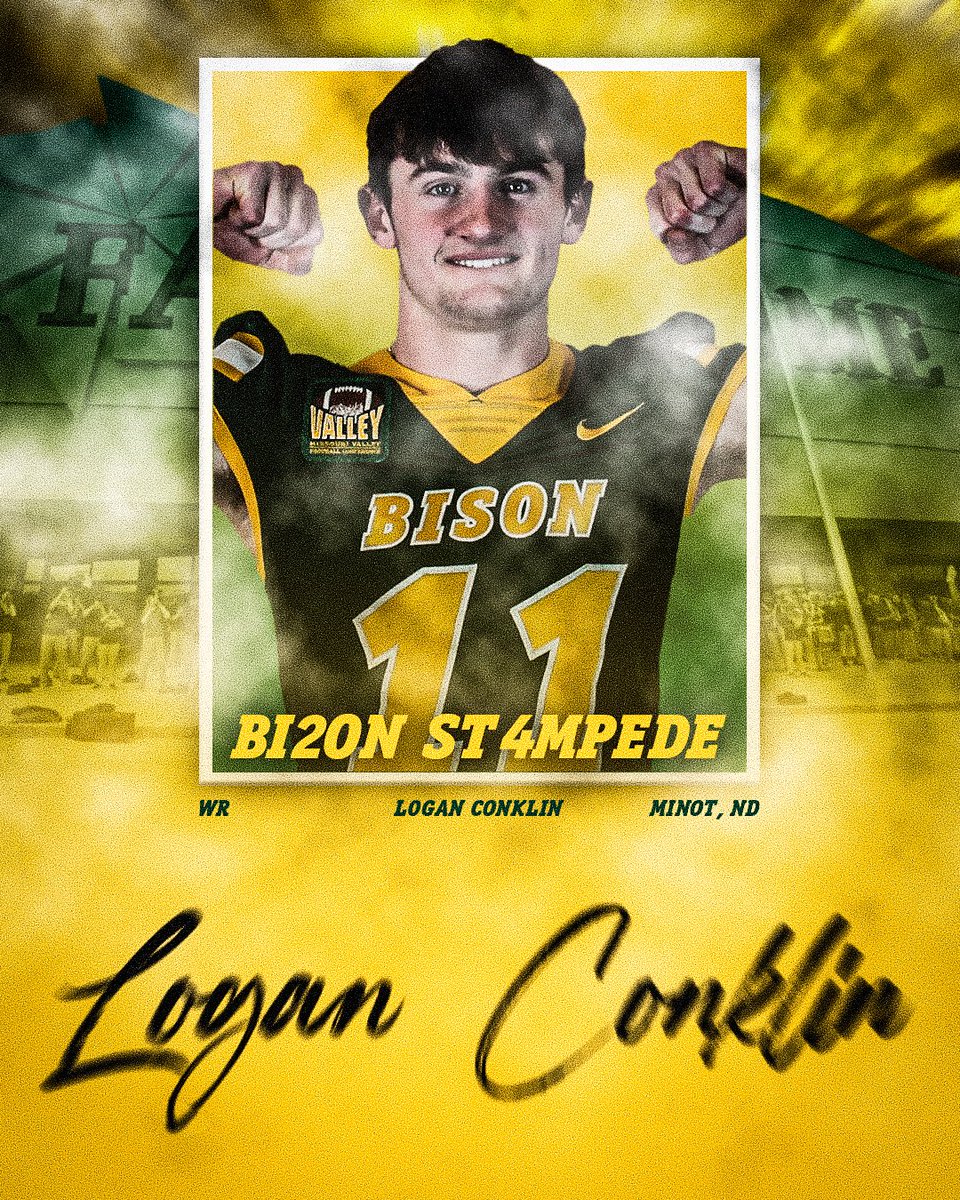 Logan Conklin, a 6-4, 190 wide receiver from Minot High School in North Dakota, has signed with the Bison! 🤘 #BI2ONST4MPEDE #NSD24 🦬