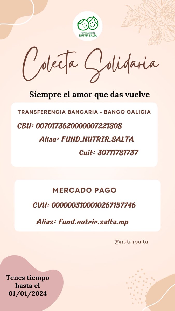 team_doblem's tweet photo. Buenaaaaas

Y vos ya colaboraste con Fundación Nutrir Salta!!

No importa si es mucho o poco, lo importante es que entre todos podemos ayudar a los que menos tienen ✨ porque hay que recordar que "Siempre el amor que das vuelve" https://t.co/9IXq57PzXC