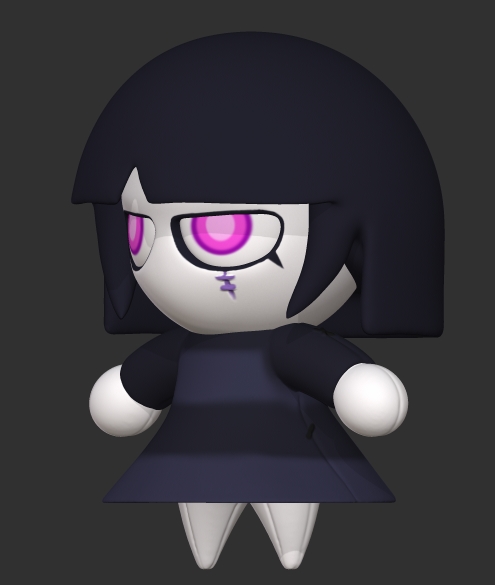 Did a quick model of friend @Taurmega 's character Gothdoll. 
An adorable little creature.