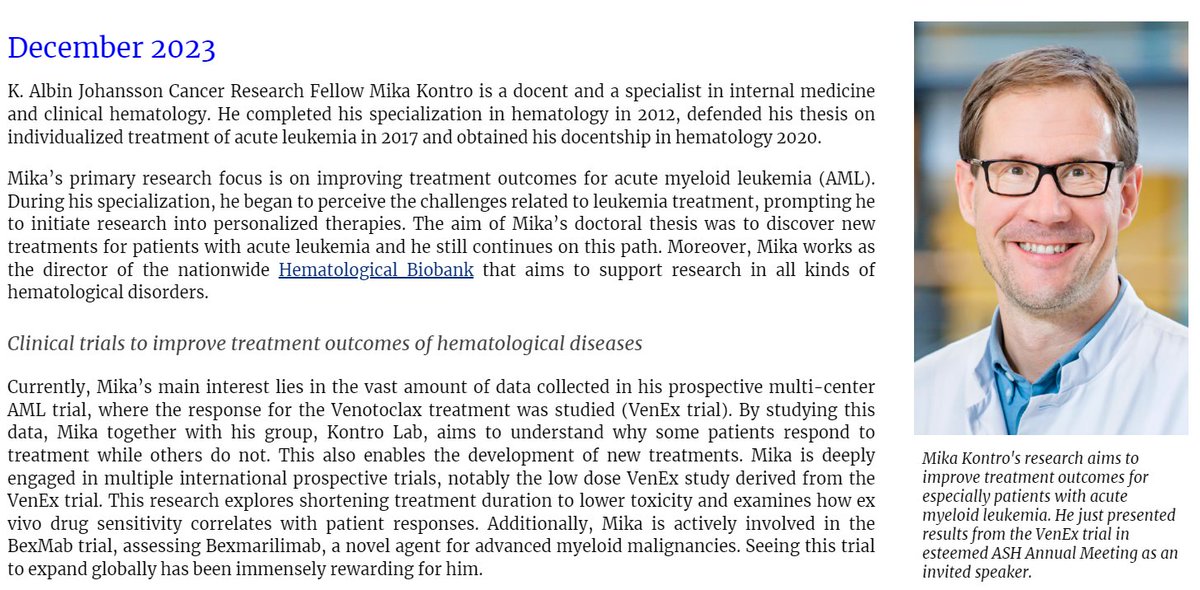 Our Researcher of the Month series continues with @LabKontro interview. Have a cup of mulled wine and read about Mika's clinical research activities 👇 syopainstituutti.com/researcher-pos…