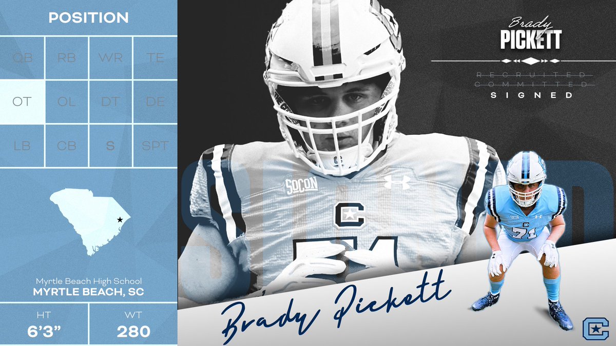 Huge addition to the O-Line from the home state.

Welcome to Charleston, <a href="/TheBradyPickett/">Brady Pickett</a>!

#ArriveAtTheDel x #NSD24
