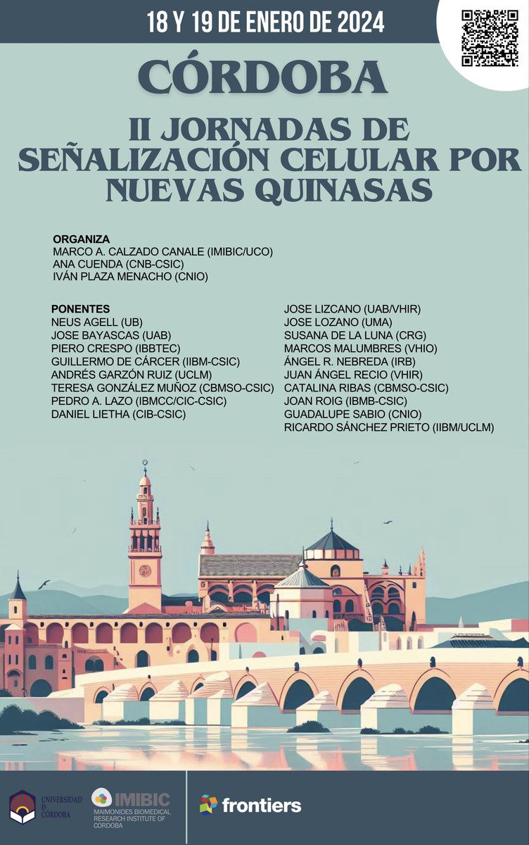 Es un placer organizar en Córdoba junto con <a href="/CuendaAna/">Ana Cuenda</a> e Ivan Plaza las “II Jornadas de señalización celular por nuevas quinasas”. Tendrán lugar en el rectorado de la <a href="/Univcordoba/">Universidad Córdoba</a> con la colaboración del <a href="/IMIBIC/">IMIBIC</a>. Ya queda poco!