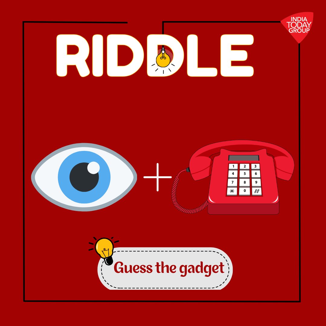 IndiaToday's tweet photo. Can you guess the gadget by emoji?๐ค
Let's meet at 9 PM for the answer ๐
#TeaseYourBrain #ITYourspace #IYKYK #RiddleIT #YourSpace https://t.co/bTi7UiDCGG