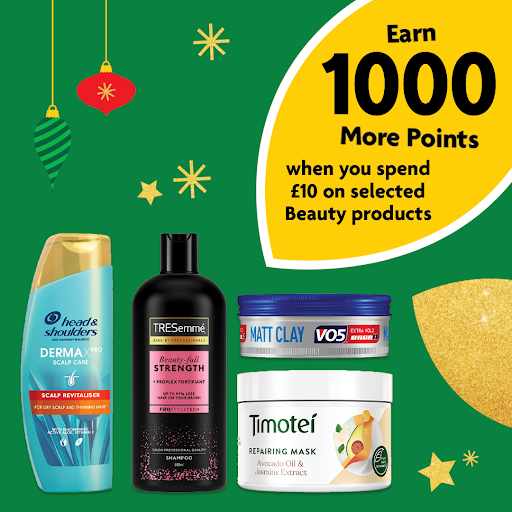 Stocking up on beauty products before the big day? 🎅 Get 1000 points when you spend £10 on selected beauty products. #MoreReasons