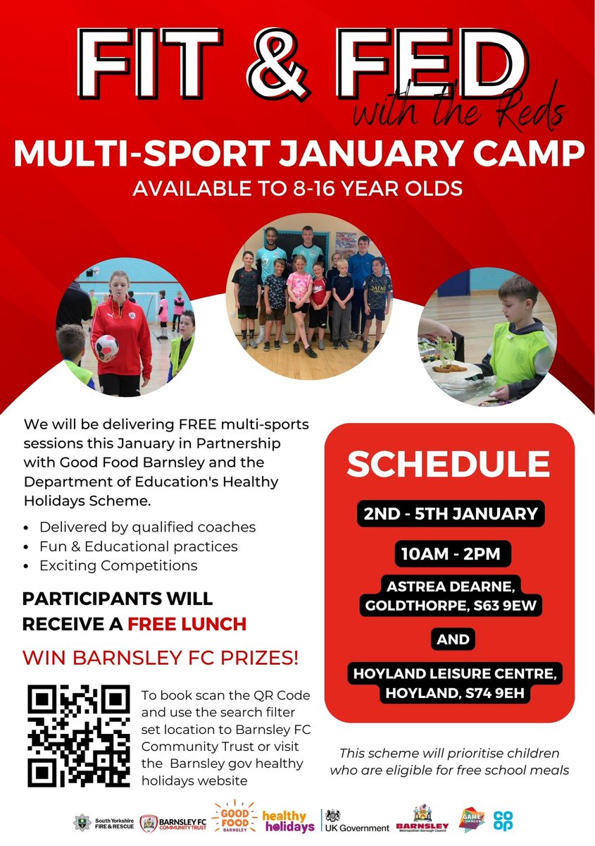 Fit & Fed with the Reds is back in January at Astrea Academy Dearne @bfccommunity Book via the QR code.