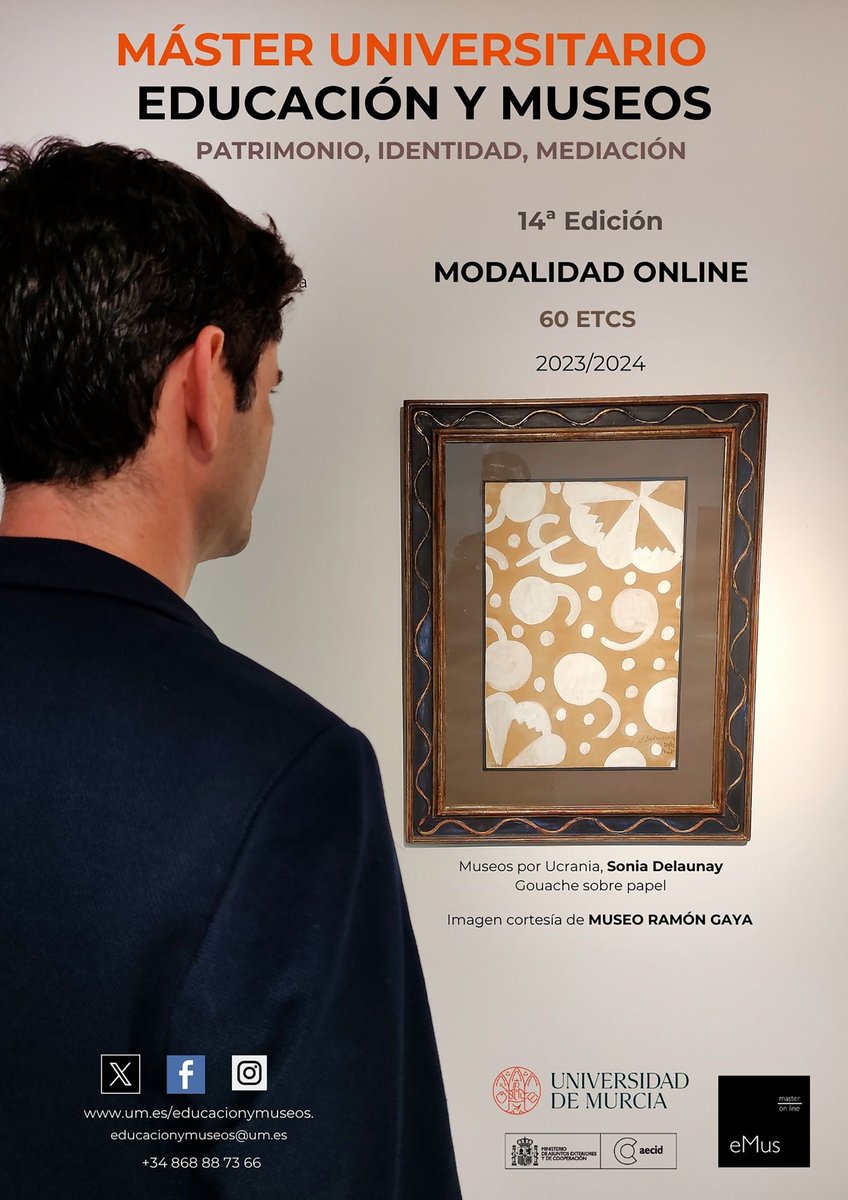 📢 Os presentamos el cartel de la decimocuarta edición del Máster en Educación y Museos: Patrimonio, Identidad y Mediación. 

-  Modalidad Online 🖥
-  60 ETCS. 📚

Para más información: um.es/educacionymuse…