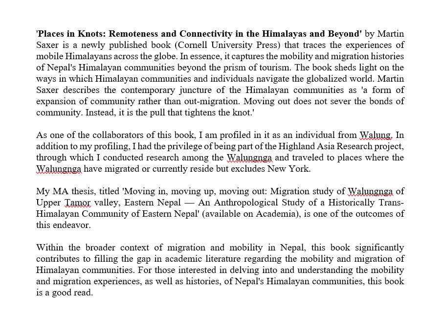 nyimadorj's tweet image. 📣 #BookAlert 📖 Places in Knot: Remoteness and Connectivity in the Himalayas and Beyond, Martin Saxer (2023)
Open access 👇
tinyurl.com/2ej36b3b