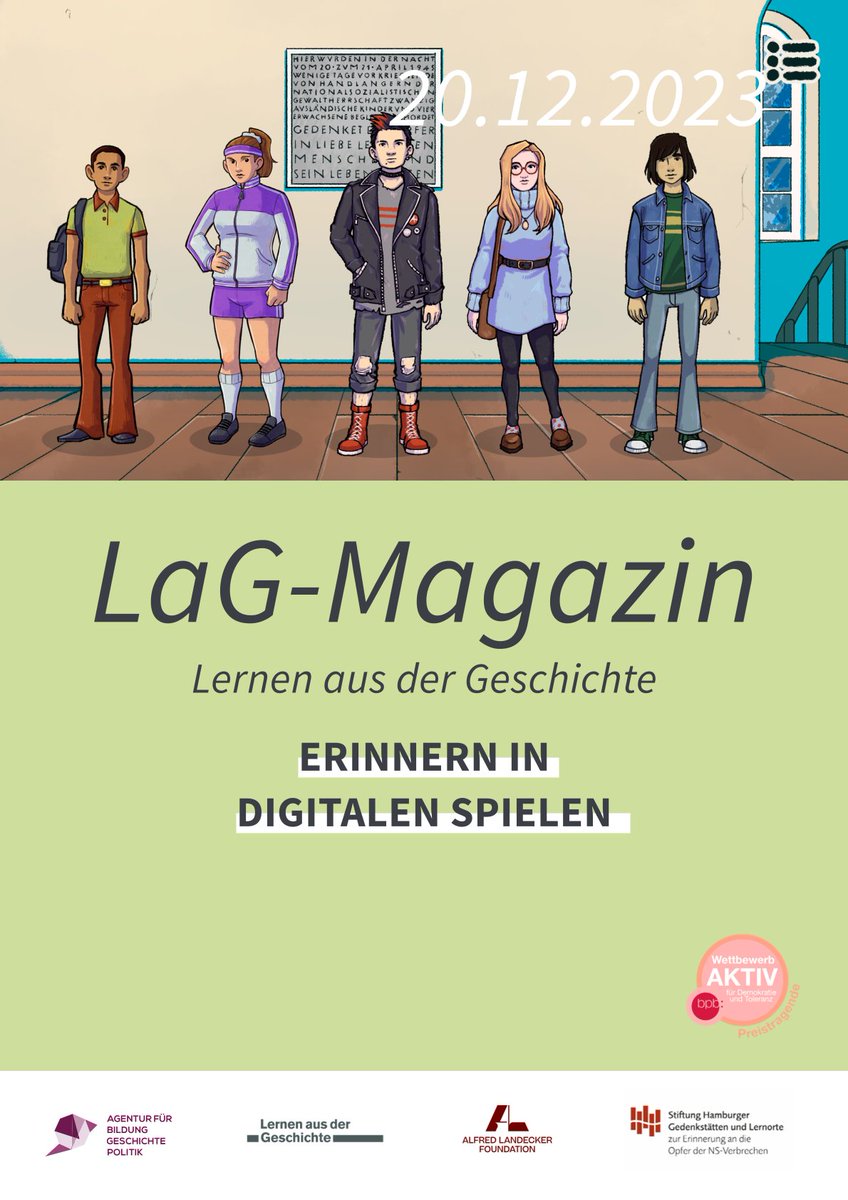 Lernen Geschichte (@lerngesch) on Twitter photo Geschichte spielen?
Das neue LaG-Magazin „Erinnern in Digitalen Spielen“ diskutiert die Chancen und Grenzen des Einsatzes Digitaler Spiele in der historisch-politischen Bildung. Gefördert von der <a href="/alfredlandecker/">Alfred Landecker Foundation</a>.
Zum Magazin: lernen-aus-der-geschichte.de/Lernen-und-Leh… Geschichte spielen?
Das neue LaG-Magazin „Erinnern in Digitalen Spielen“ diskutiert die Chancen und Grenzen des Einsatzes Digitaler Spiele in der historisch-politischen Bildung. Gefördert von der <a href="/alfredlandecker/">Alfred Landecker Foundation</a>.
Zum Magazin: lernen-aus-der-geschichte.de/Lernen-und-Leh…